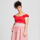 Women's Plus Size Short Puff Sleeve Bardot Top - Who What Wear Red X