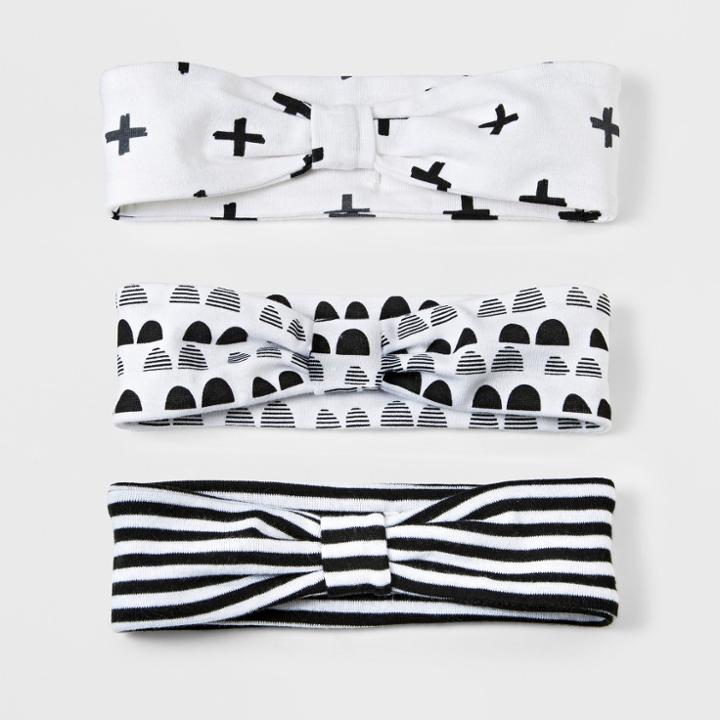 Baby Girls' 3pk Headband Set Cloud Island - Black/white