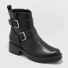 Women's Elisabeth Buckled Moto Boots - Universal Thread Black