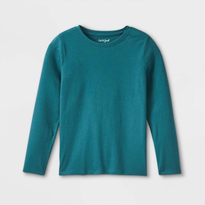 Girls' Long Sleeve T-shirt - Cat & Jack Teal