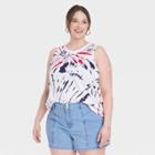 Grayson Threads Women's Plus Size Red And Blue Graphic Tank Top - White Tie-dye