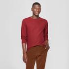 Men's Standard Fit Long Sleeve Textured Crew Neck Shirt - Goodfellow & Co Berry Cobbler