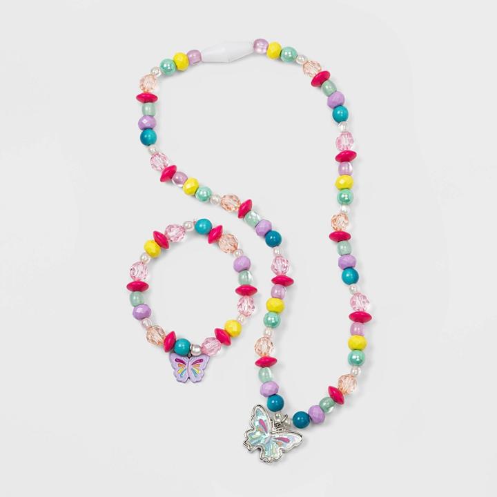 Toddler Girls' Glitter Butterfly Bracelet And Necklace Set - Cat & Jack
