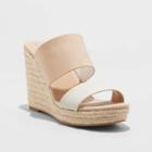 Women's Adelina Microsuede Two Band Espadrille Wedge Pumps - A New Day Blush