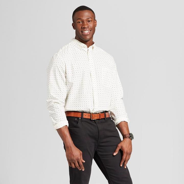 Men's Tall Standard Fit Northrop Long Sleeve Button-down Shirt - Goodfellow & Co Eco White