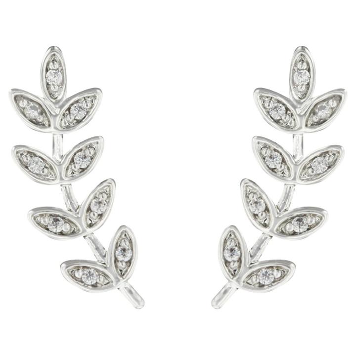 Target Drop Post Earrings Plated Brass Leaf With Cubic Zirconia - Silver/clear,