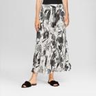 Women's Floral Print Pleated Maxi Skirt - Spenser Jeremy - Black/white L, Size: Large, Black White
