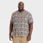 Men's Tall Printed Standard Fit Short Sleeve Button-down Shirt - Goodfellow & Co Berry Pink/fruit