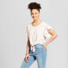 Women's Ruffle Sleeve Tie-front Top - Mossimo Supply Co. Pink