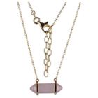 Target 18k Gold Plated Sterling Silver Genuine Rose Quartz Horizontal Chakra Point Necklace - 16 + 2 Extender, Girl's, Gold/pink