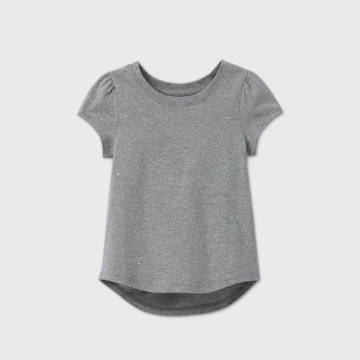 Toddler Girls' Short Sleeve Sparkle T-shirt - Cat & Jack Gray