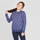 Girls' Long Sleeve Unicorns Fleece Crew Sweatshirt - Cat & Jack Navy