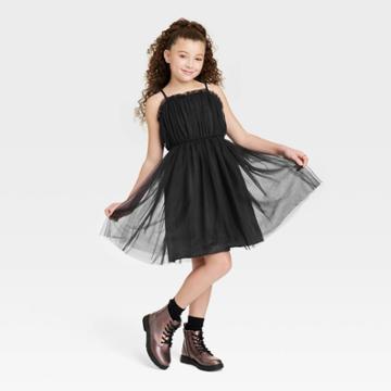 Girls' Tulle Sleeveless Dress - Art Class Black