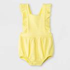Baby Girls' Texture Knit Ruffle Romper - Cat & Jack Yellow Newborn