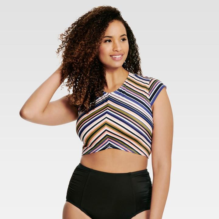Beach Betty By Miracle Brands Women's Bikini Swim Top Stripe S,