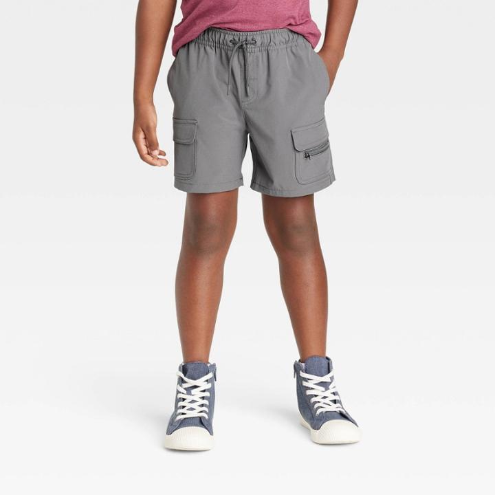 Boys' Quick Dry 'above The Knee' Relaxed Pull-on Cargo Shorts - Cat & Jack Dark Gray