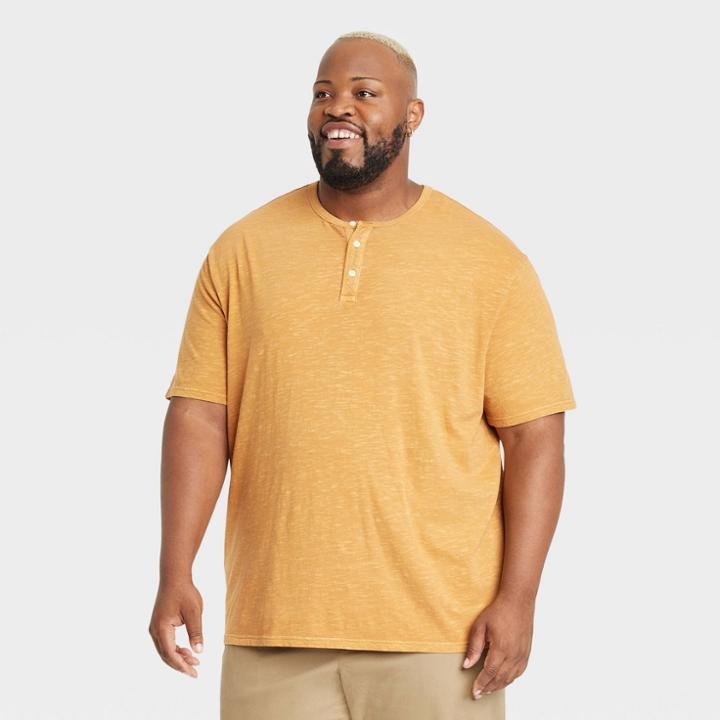 Men's Big & Tall Short Sleeve Henley T-shirt - Goodfellow & Co Gold
