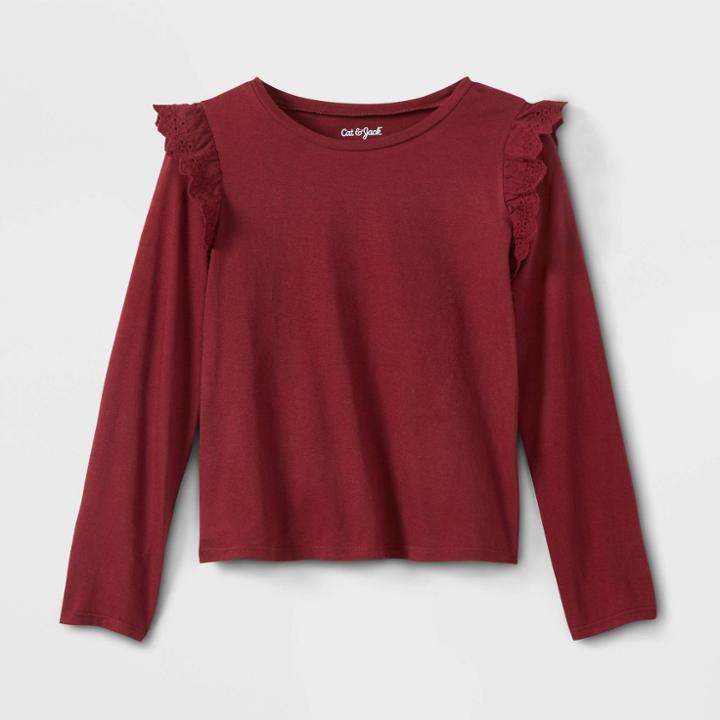 Girls' Long Sleeve Eyelet T-shirt - Cat & Jack