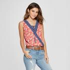 Women's Floral Print Lace-up Tank Top - 3hearts (juniors') Red