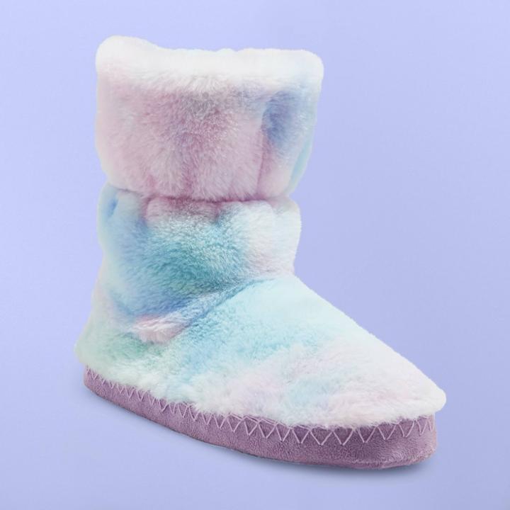More Than Magic Girls' Skylar Printed Tie Dye Bootie Slippers - More Than
