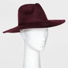 Women's Brushed Wide Brim Fedora Floppy Hat - A New Day Burgundy
