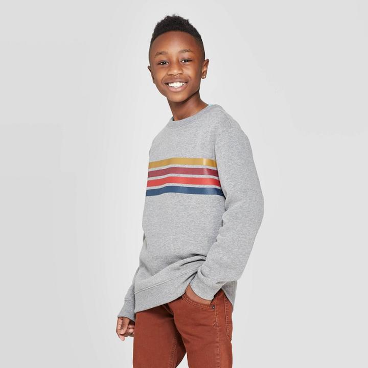 Boys' Graphic Crew Pullover - Cat & Jack Cream M, Boy's, Size: