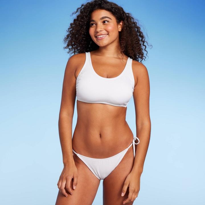 Women's Ribbed Bralette Bikini Top - Wild Fable White D/dd Cup
