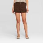 Women's Mid-rise Belted Shorts - A New Day Brown