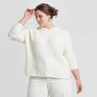 Women's Plus Size Long Sleeve V-neck Hoodie Sweater - A New Day Cream 1x, Women's, Size: