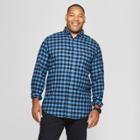 Men's Big & Tall Standard Fit Pocket Flannel Long Sleeve Collared Button-down Shirts - Goodfellow & Co Amparo Blue