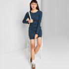 Women's Long Sleeve Bodycon Dress - Wild Fable Navy Embroidered