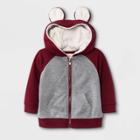 Baby Boys' Sherpa Lined Hooded Jacket - Cat & Jack Maroon Newborn, Red