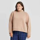 Women's Plus Size Fleece Pullover Sweatshirt - A New Day Camel