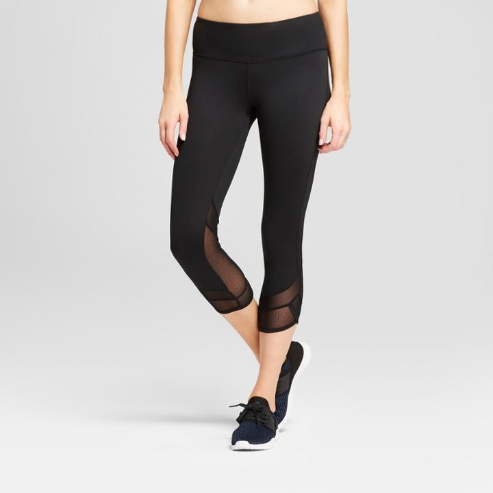 Women's Freedom Mesh Insert High-waisted Capri Leggings - C9 Champion Black