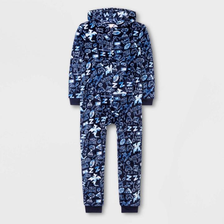 Boys' Doodle Blanket Sleeper Union Suit - Cat & Jack Dark Blue