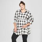 Maternity Plus Size Plaid Peplum Hem Shirt - Isabel Maternity By Ingrid & Isabel Black 3x, Women's, Gray