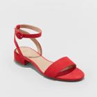 Women's Winona Microsuede Ankle Strap Sandals - A New Day Red