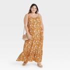 Women's Plus Size Sleeveless Dress - Universal Thread Yellow Floral Print