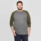 Men's Tall Standard Fit Long Sleeve Baseball T-shirt - Goodfellow & Co Late Night Green Lt, Men's, Late Black Green
