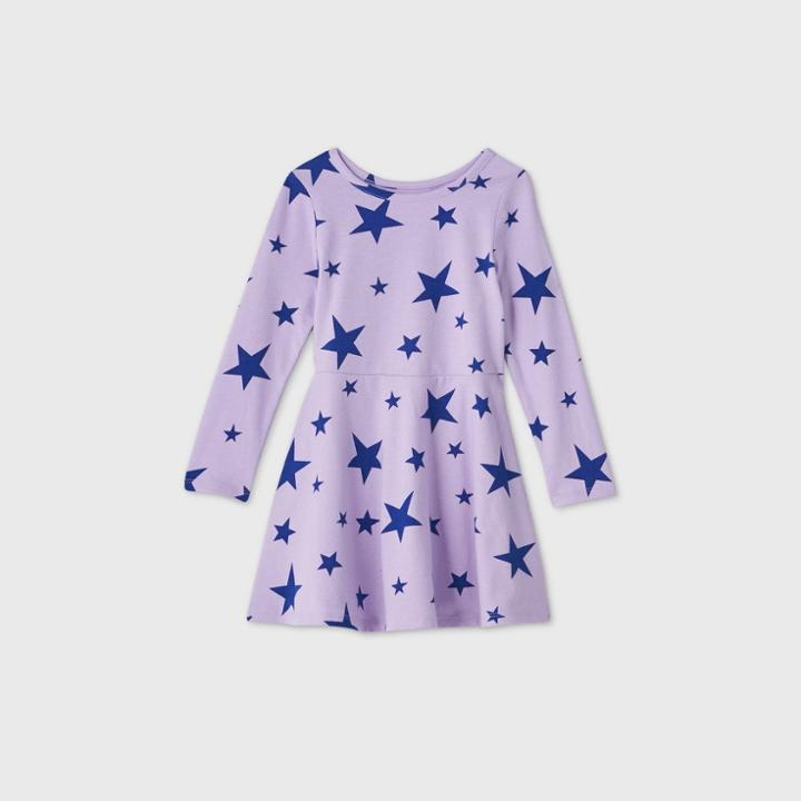 Toddler Girls' Knit Long Sleeve Dress - Cat & Jack Violet