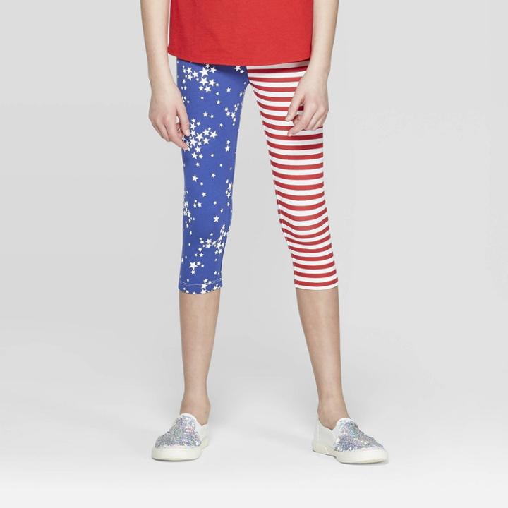 Girls' Americana Stripe Capri Leggings - Cat & Jack Red