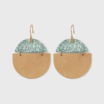 Half Moon And Turquoise Matrix Semi-precious Drop Earrings - Universal Thread Gold