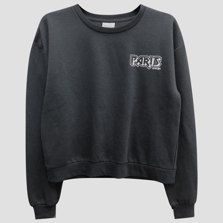Women's Paris France Cropped Graphic Sweatshirt - Mighty Fine (juniors') Black