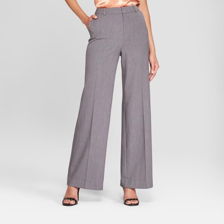 Women's Wide Leg Bi-stretch Twill Pants - A New Day Heather Gray 14s,