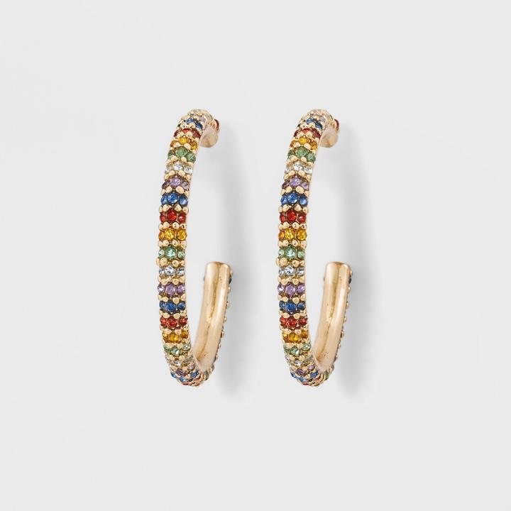 Sugarfix By Baublebar Colorful Crystal Hoop Earrings, Girl's, Multicolor Rainbow