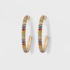 Sugarfix By Baublebar Colorful Crystal Hoop Earrings, Girl's, Multicolor Rainbow