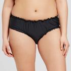 Women's Plus Size Ruffle Edge Hipster Bikini Bottom - Xhilaration Black