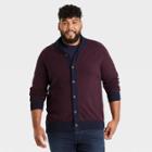 Men's Tall Colorblock Regular Fit Shawl Cardigan Sweater - Goodfellow & Co Burgundy