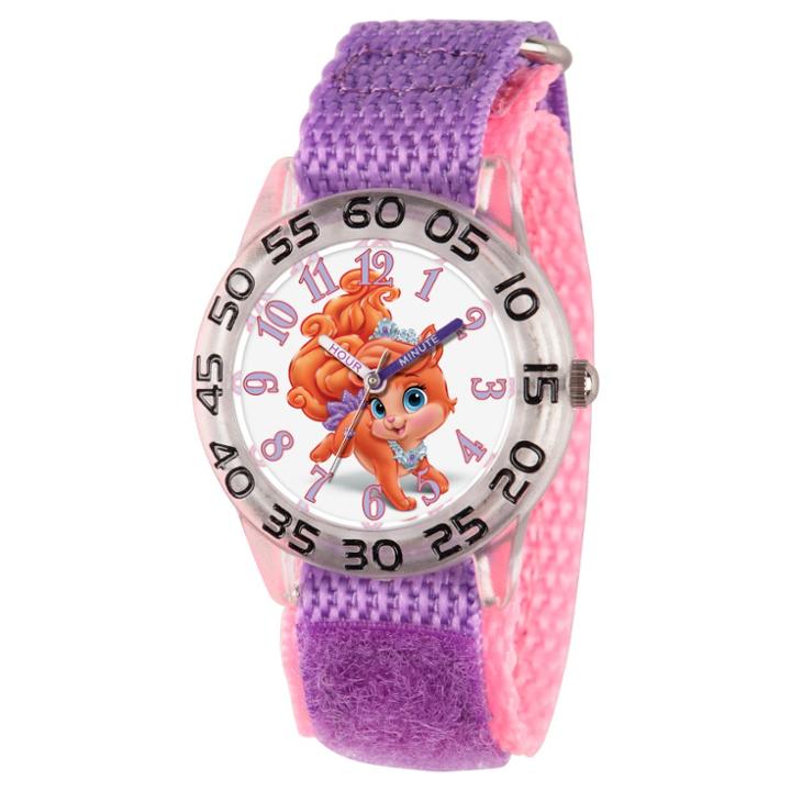 Girls' Disney Palace Pet Treasure Clear Plastic Time Teacher Watch - Purple