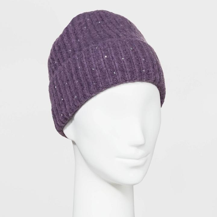 Women's Stone Embellished Beanie - Wild Fable Purple One Size, Women's